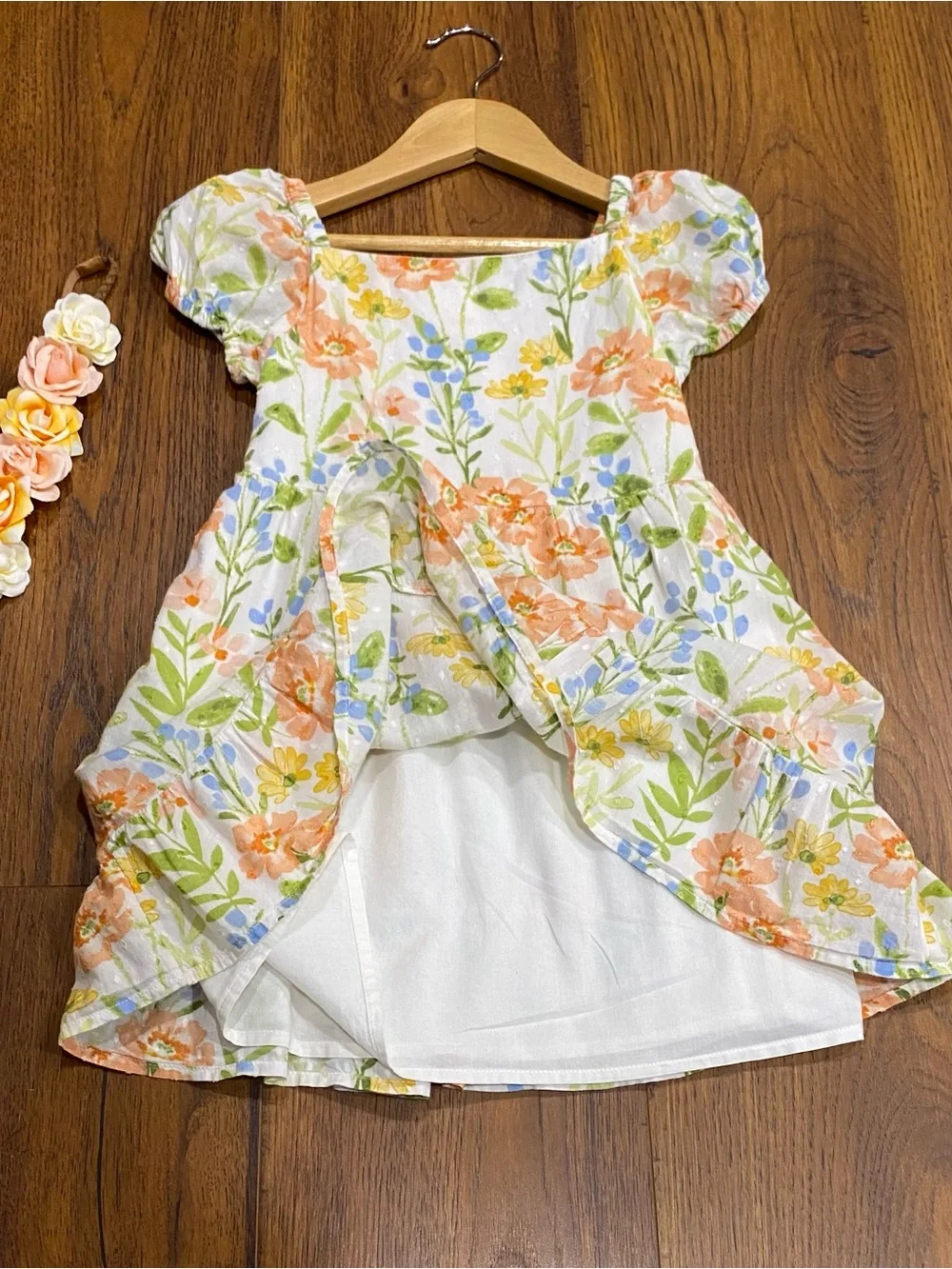 Gymboree Girls ‘Prairie Fields’ Floral Ruffle Dress with Flower Headwrap Size 5T
